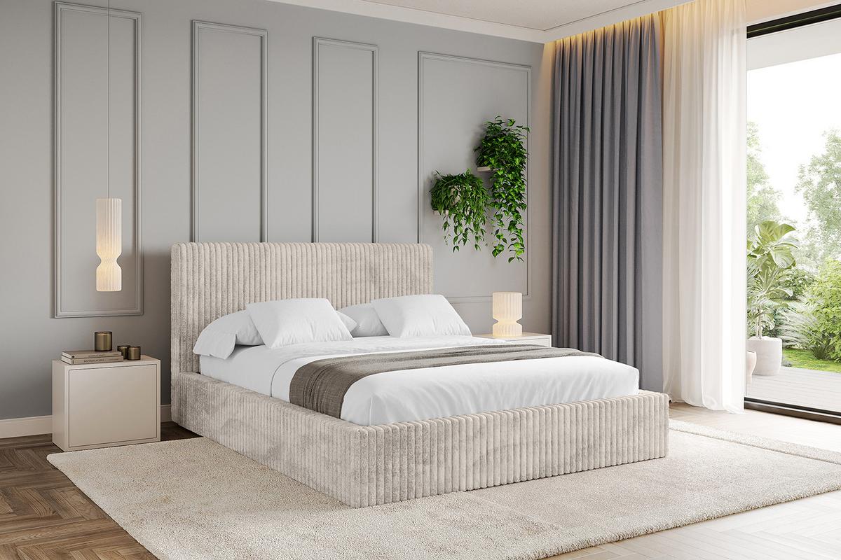POLSTERBETT mit Bettkasten und Lattenrost, Bett mit Matratze H3/H4 - ALOVA-V1 120x200 Creme - Creme, Holzwerkstoff/Textil (120/200cm) - ALTDECOR