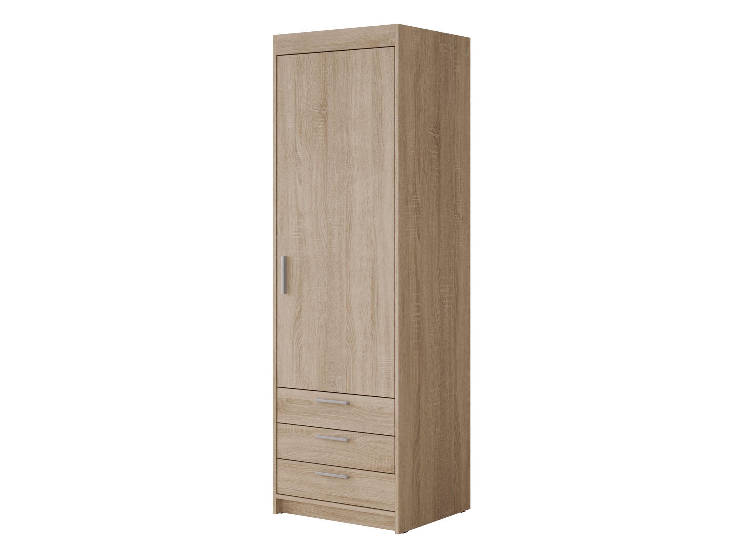 KLEIDERSCHRANK Elena 1D3S - Silberfarben/Sonoma Eiche, Holzwerkstoff/Kunststoff (60/191/53cm) - MIRJAN24