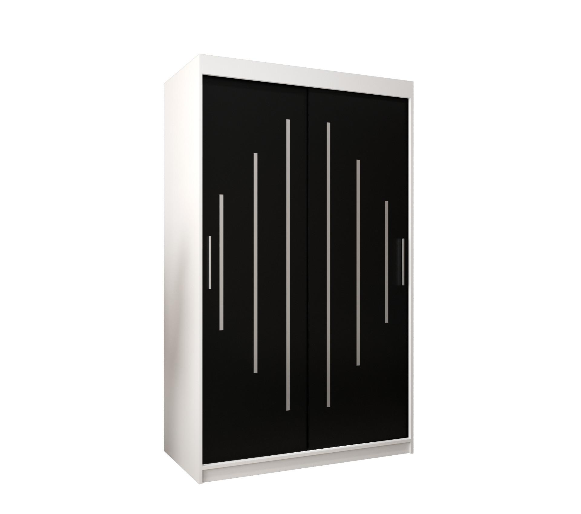 SCHWEBETÜRENSCHRANK 200/120/62 2-türig - Silberfarben/Schwarz, Holz/Kunststoff (120/200/62cm) - Abiks Möbel