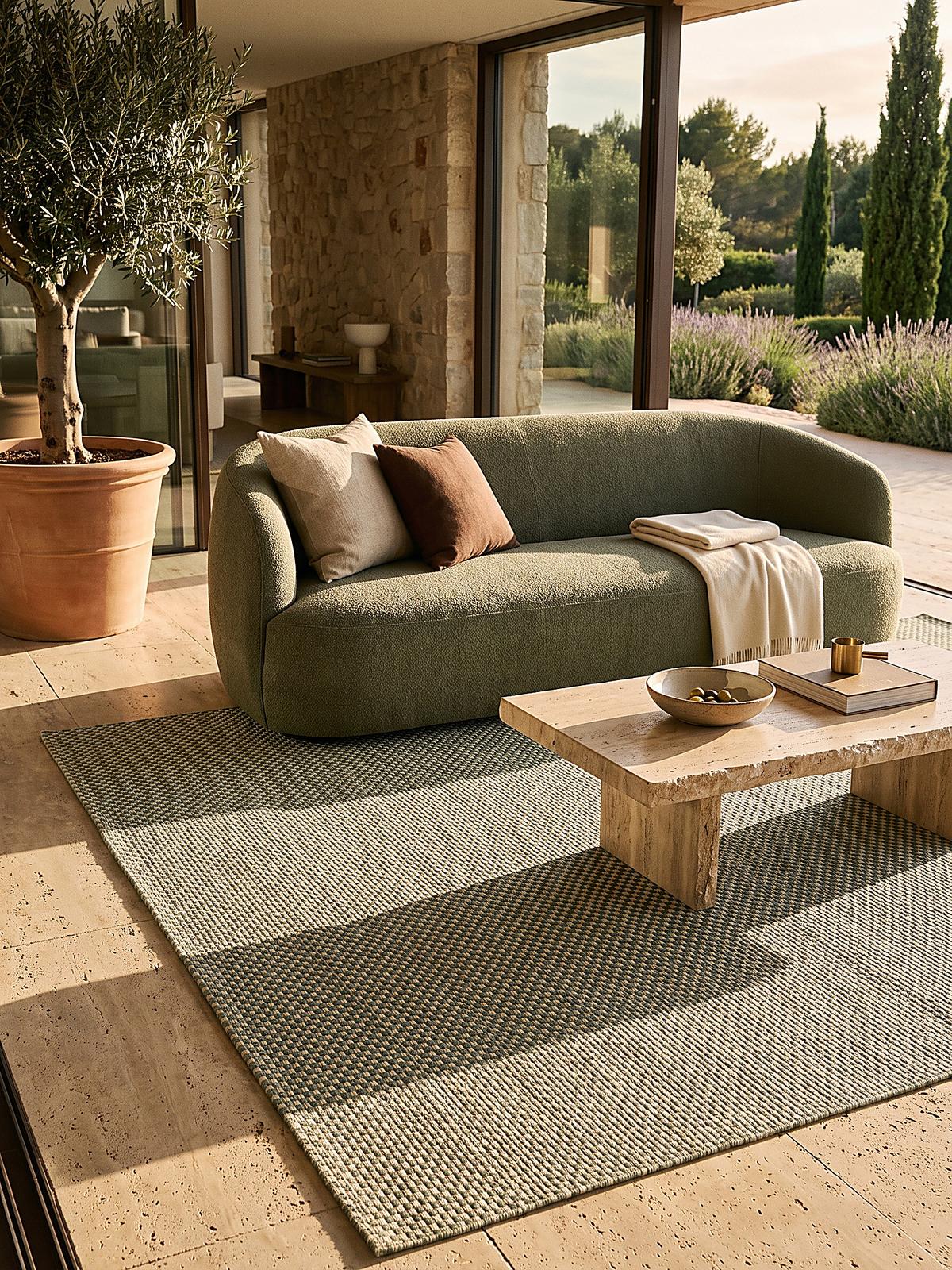 FLACHWEBTEPPICH Uni BORNO Polypropylen Grün 120 x 170 cm - Grün, Textil (120/170cm) - KADIMA DESIGN
