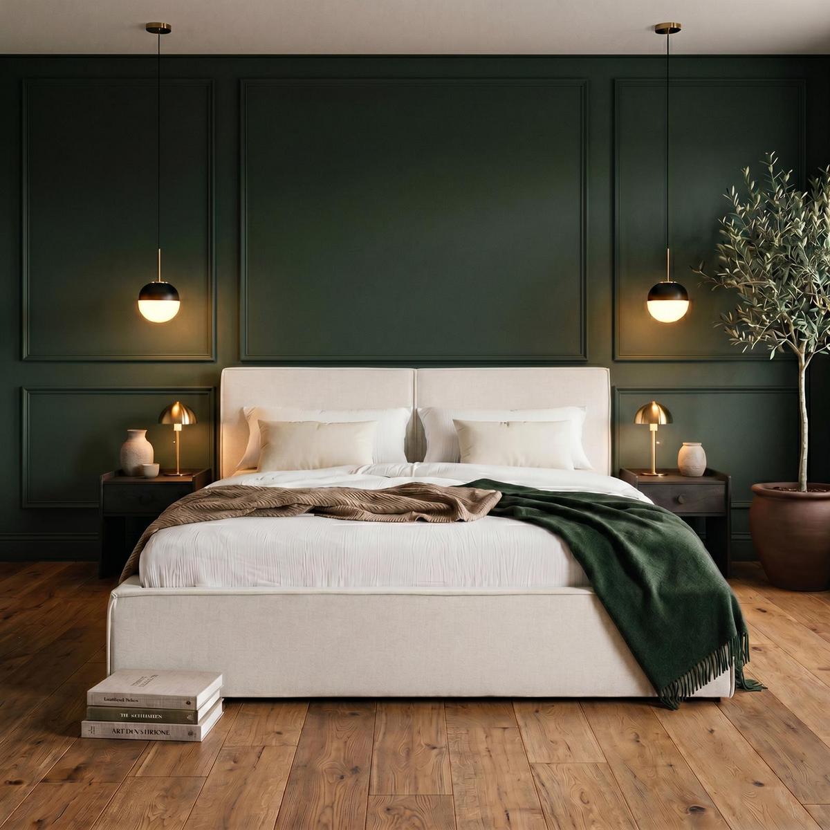 POLSTERBETT CALM 180x200 cm cremeweiß - Creme, Textil (180/200cm) - IDIMEX