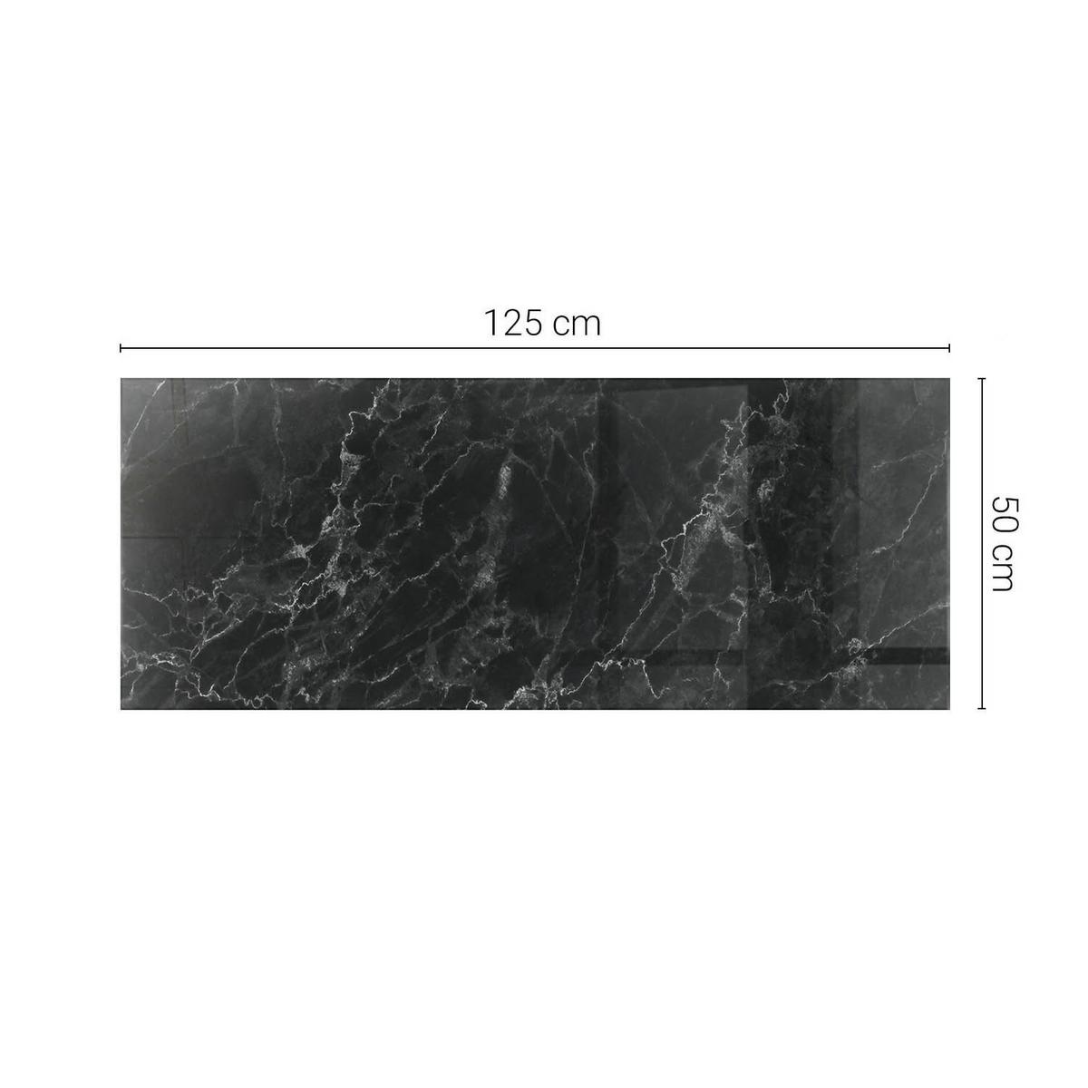 TISCHPLATTE 125x50 cm Marmormuster mit Adern - Schwarz, Glas (0.4/125/50cm) - TULUP