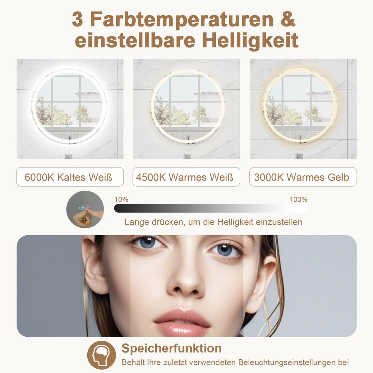 BADEZIMMERSPIEGEL Silber - Silberfarben, Glas (60/3/60cm) - COSTWAY
