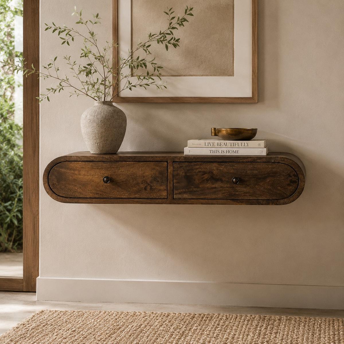 KONSOLE Avora, schwebend - Braun, Holz (80/15/32cm) - Artisan Furniture