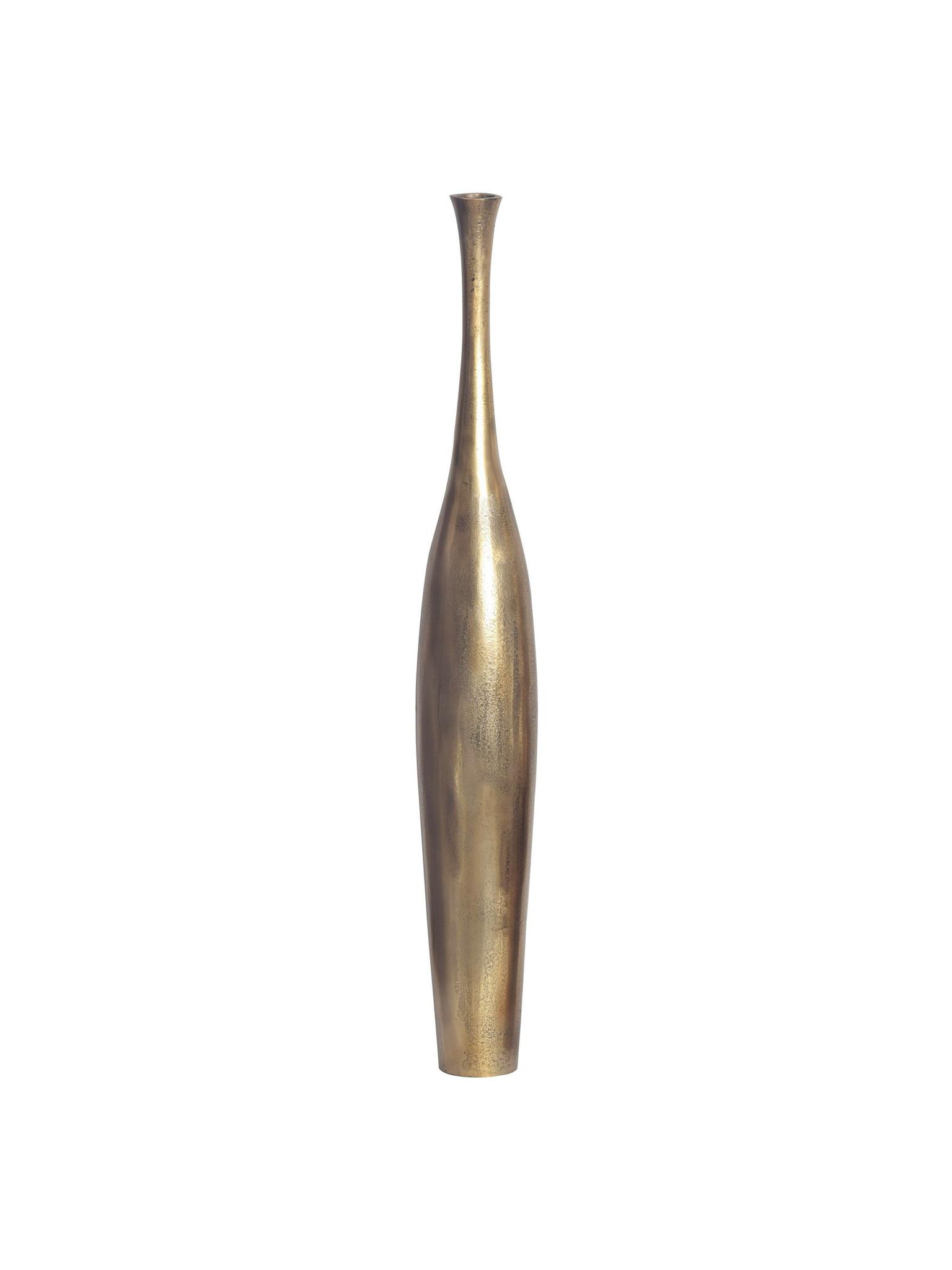 BODENVASE EBRO, Aluminium, handgefertigt, Gold, Ø 14 x 100 cm - Goldfarben, Metall (100cm) - KADIMA DESIGN