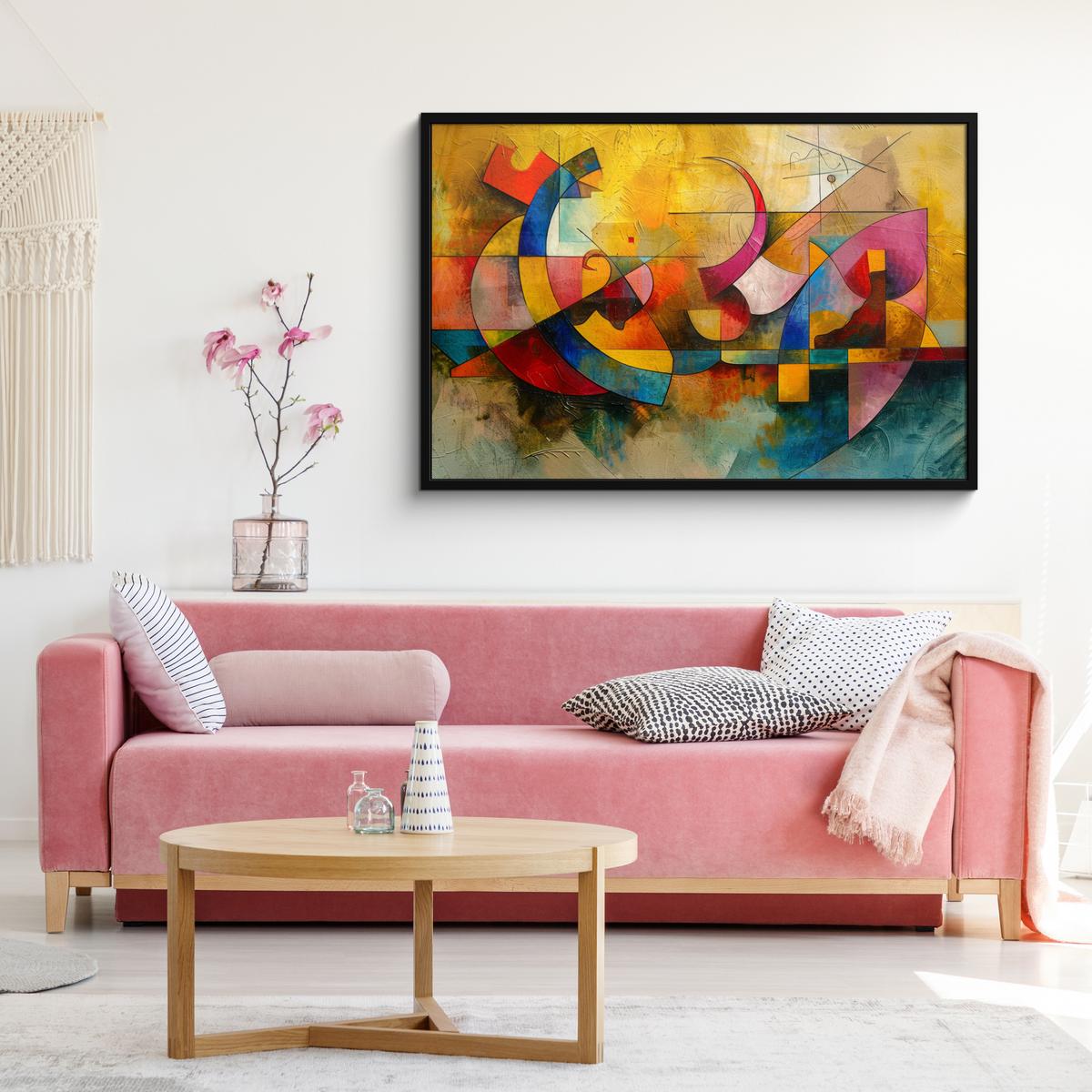 POSTER MIT RAHMENGERAHMTES BILD Kunst - Abstrakt - Modern 120x80 cm - Gelb, Papier (120/80cm) - MuchoWow