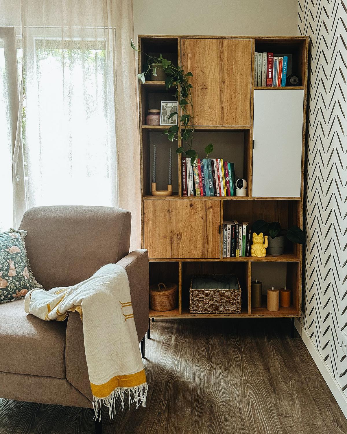 REGAL mit 5 Ebenen 185 cm Hellbraun Amos - Braun, Holzwerkstoff (100/185/35cm) - Beliani