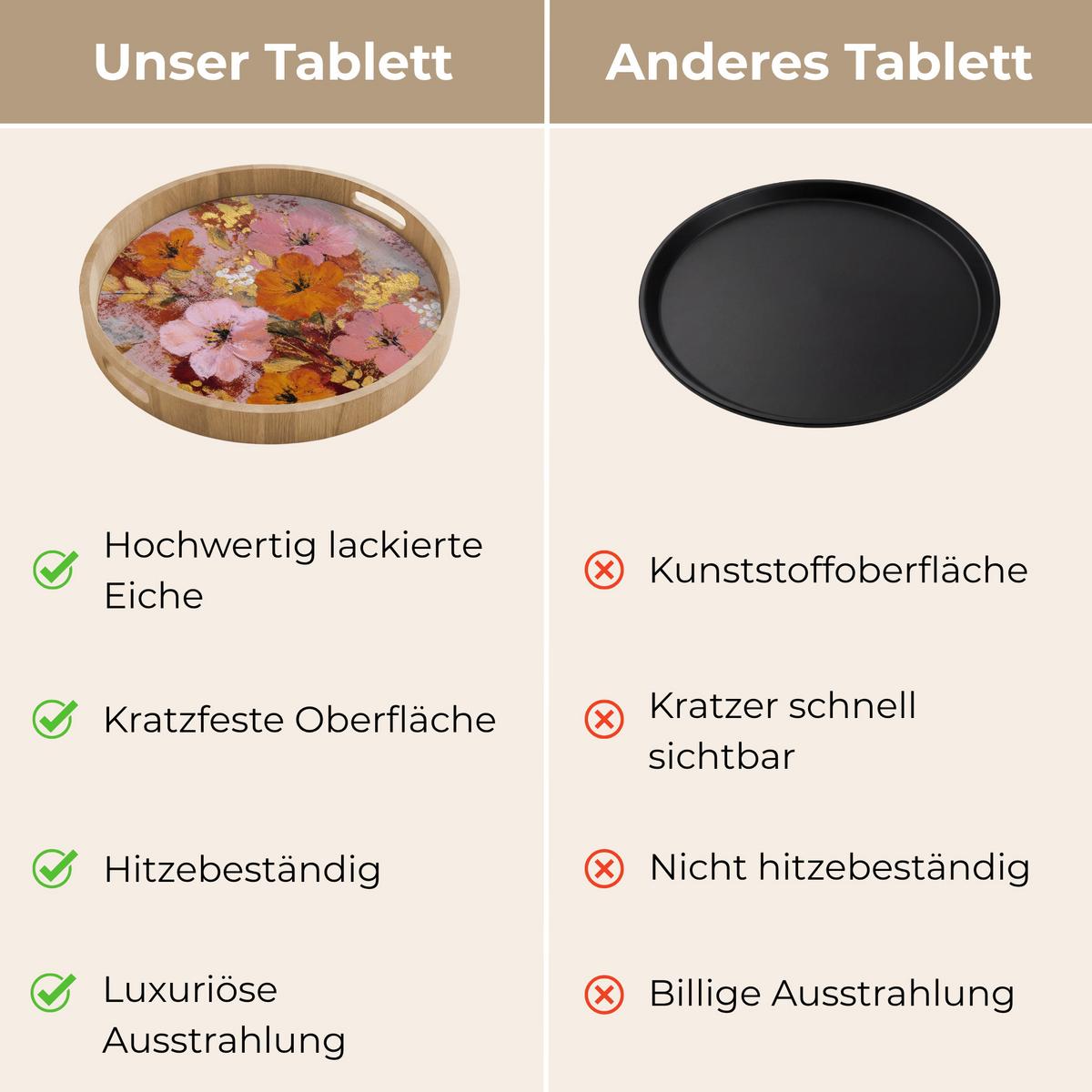 TABLETT Malerei - Blumen - Rustikal - Rosa 50x50 cm - Rosa, Holz (50/5/5cm) - OnlyWow