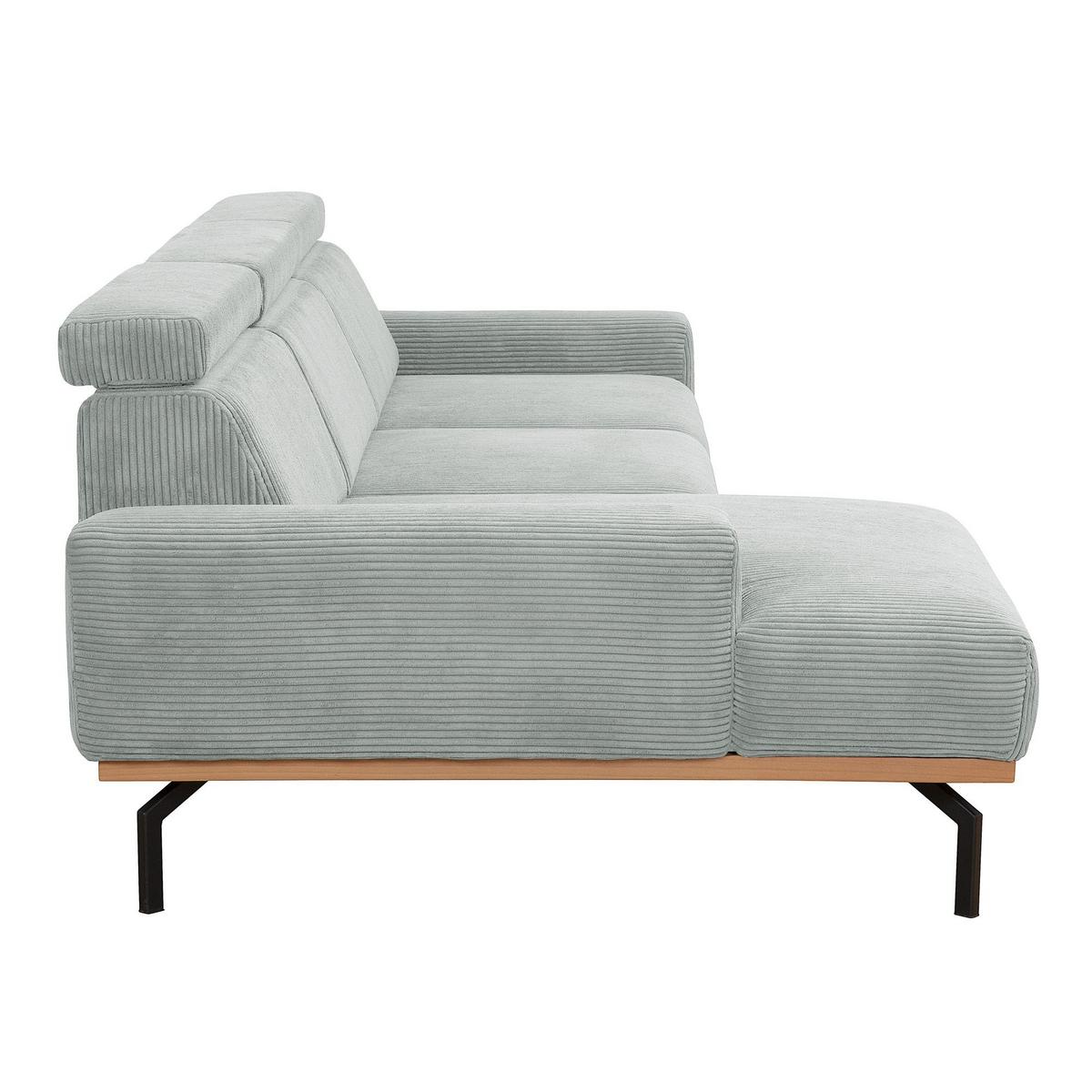 ECKSOFA mit Longchair links Katrien Cordstoff silber - Silberfarben, Kunststoff (135/280cm) - 58aufmkessel