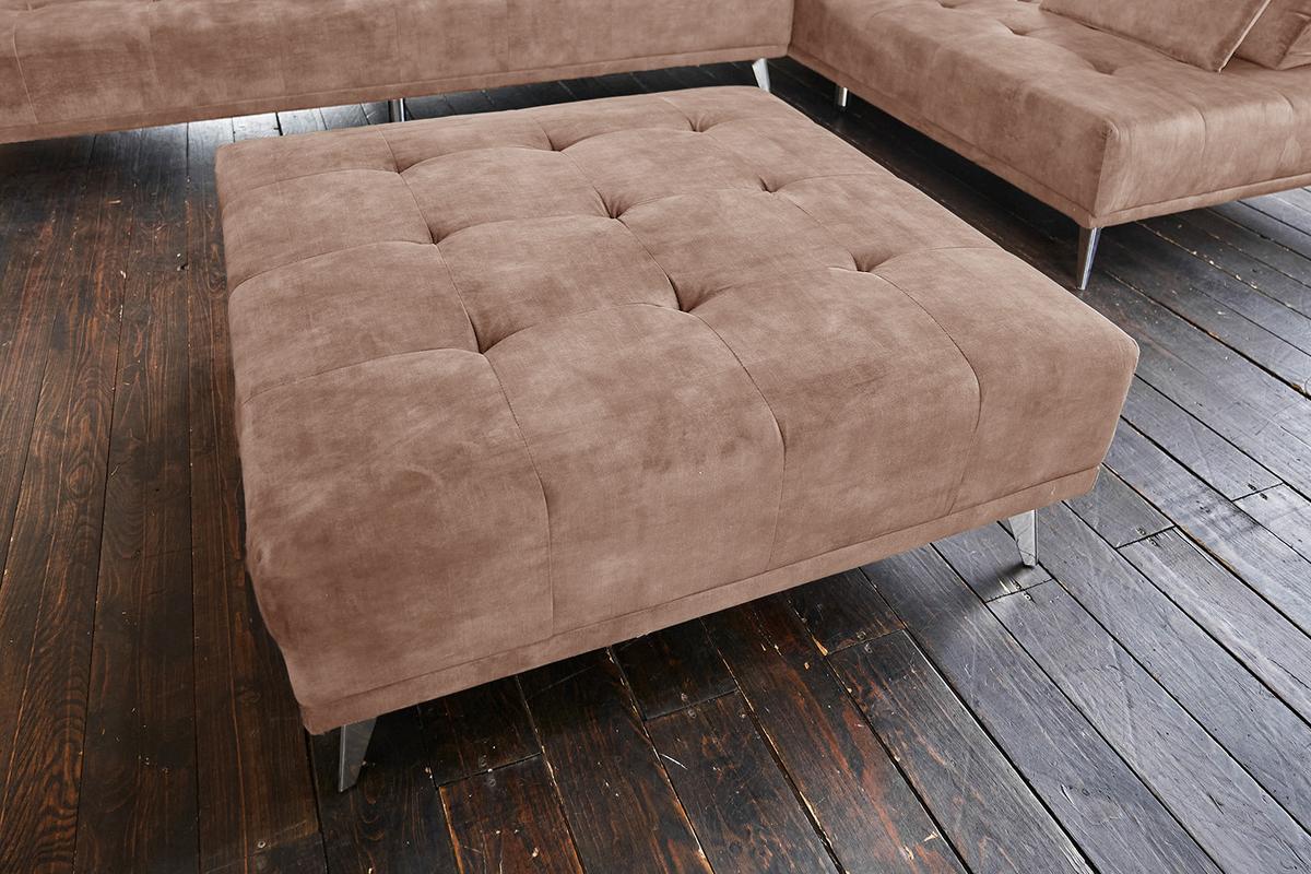 MODULSOFA MIT HOCKER WIOLO Taupe Velvet - Taupe/Silberfarben, Textil/Metall (350/80/350cm) - KAWOLA