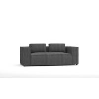 2-SITZER-SOFA Nova Grau Cord - Schwarz/Grau, Holz/Kunststoff (196/64/92cm) - S-Style Möbel
