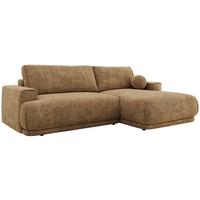 ECKSCHLAFSOFA RINA L Hellbraun Schenille grob gewebt - rechts - Hellbraun/Schwarz, Kunststoff/Textil (170/267cm) - MKS