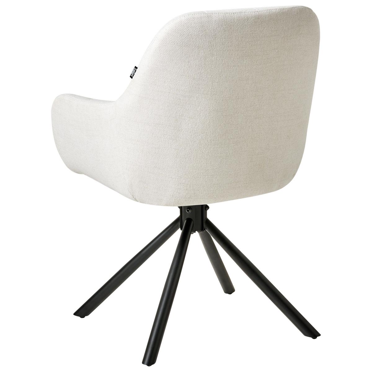 ESSZIMMERSTUHL drehbar Stoff Cremeweiß Ubly - Weiß, Textil (57/84/68cm) - Beliani