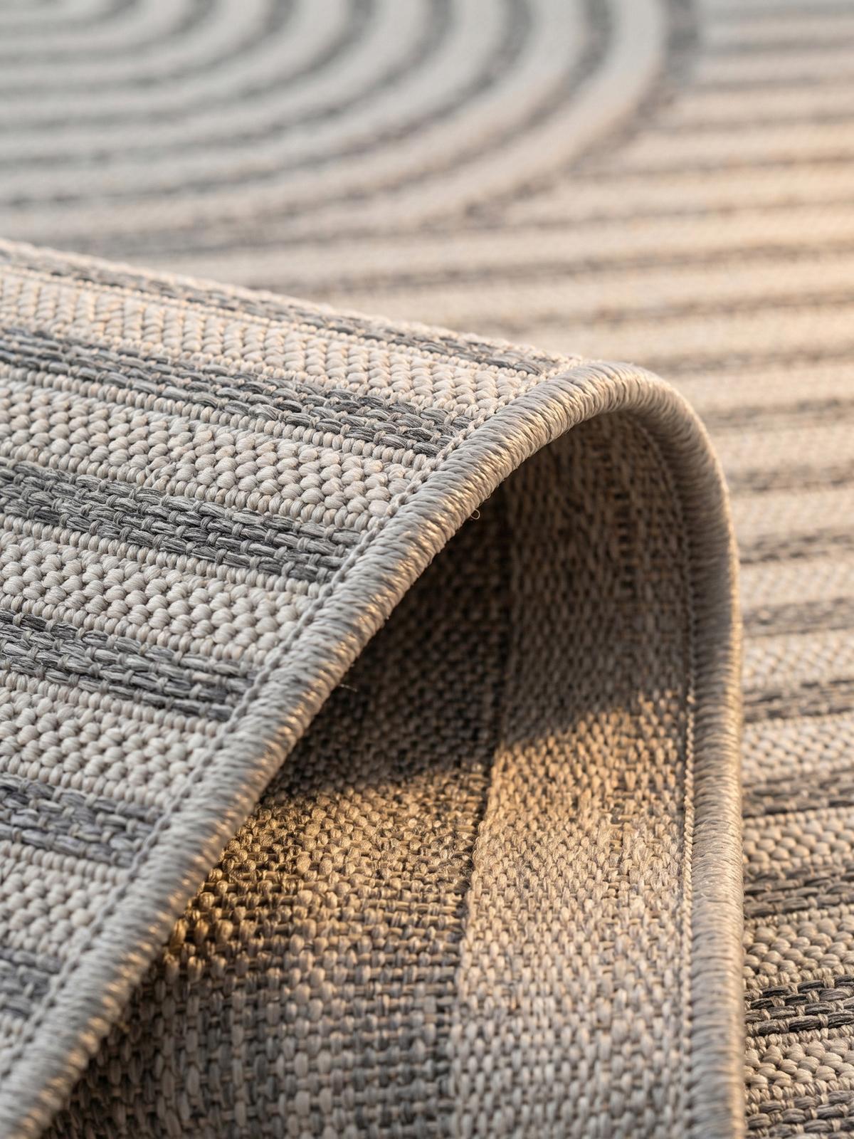 TEPPICH Outdoor VENTOUX in Grau, im Boho-Stil, Ø 200 cm - Grau, Textil (200/200cm) - KADIMA DESIGN