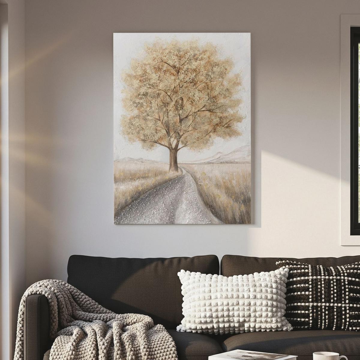 ACRYLBILD HANDGEMALT 60/90 cm - Beige/Grau, Holz/Textil (60/90cm) - KUNSTLOFT