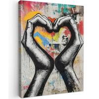LEINWANDBILD Hände - Herz - Straßenkunst - Graffiti Room Decor 30x40 cm - Multicolor, Textil (30/40cm) - MuchoWow