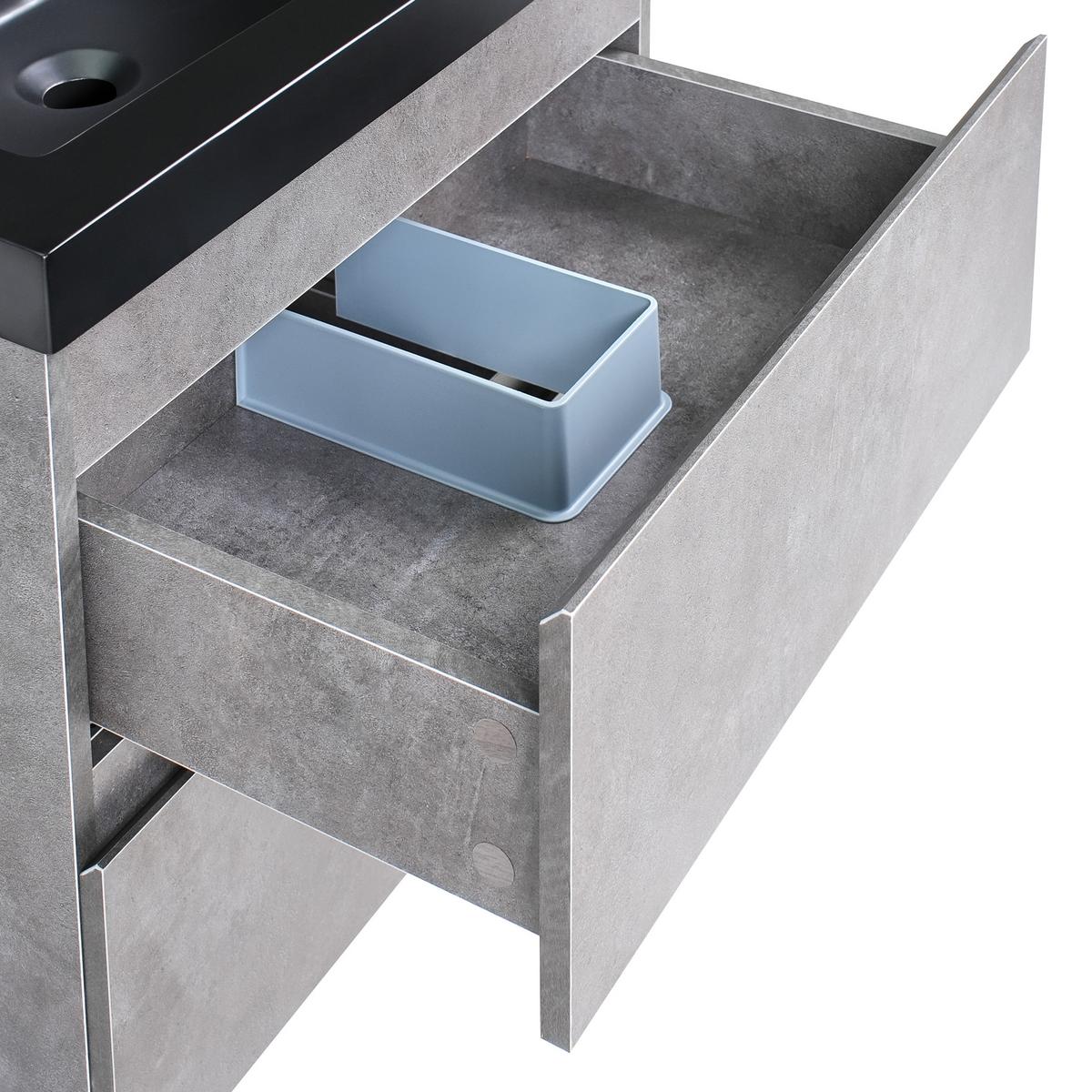 WASCHBECKENUNTERSCHRANK wandmontiertk mit Waschbecken Grau Cardiel - Grau, Holzwerkstoff (60/55/74cm) - Beliani