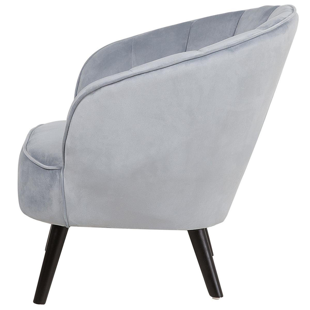 SESSEL Samtstoff Grau Dala - Grau, Holz/Textil (52/76/77cm) - Beliani