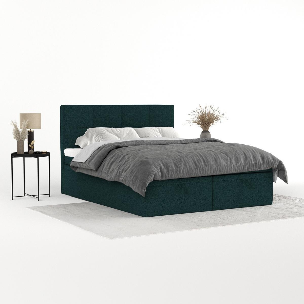 BOXBETT Tessa 180/200 cm Grün im Riva Stoff - Schwarz/Grün, Holz/Holzwerkstoff (180/200cm) - AltaBeds