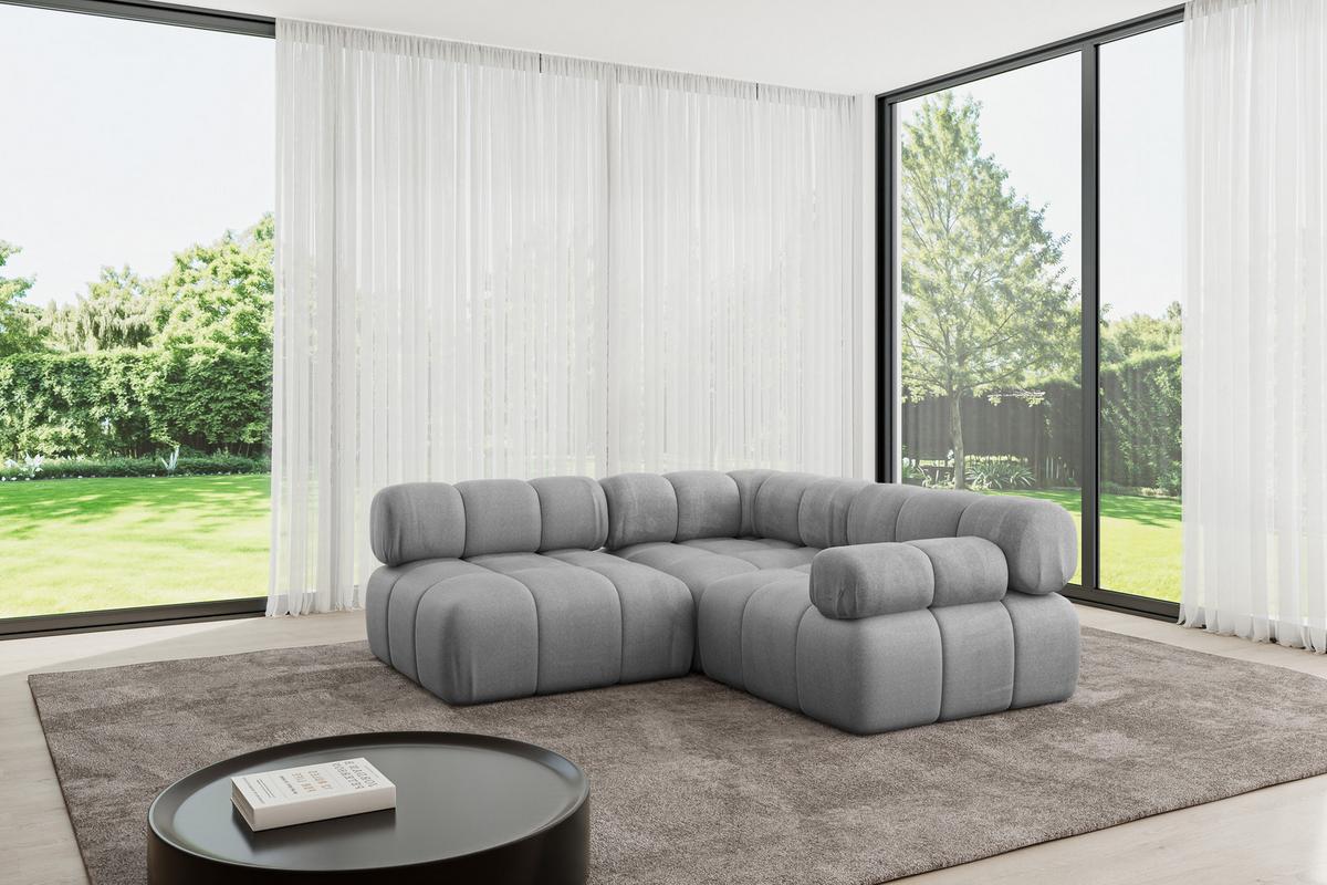 ECKSOFA modulares Sofa Mende-L1 - 190x190x70 cm Hellgrau Velours - Hellgrau, Holzwerkstoff/Textil (190/190cm) - ALTDECOR
