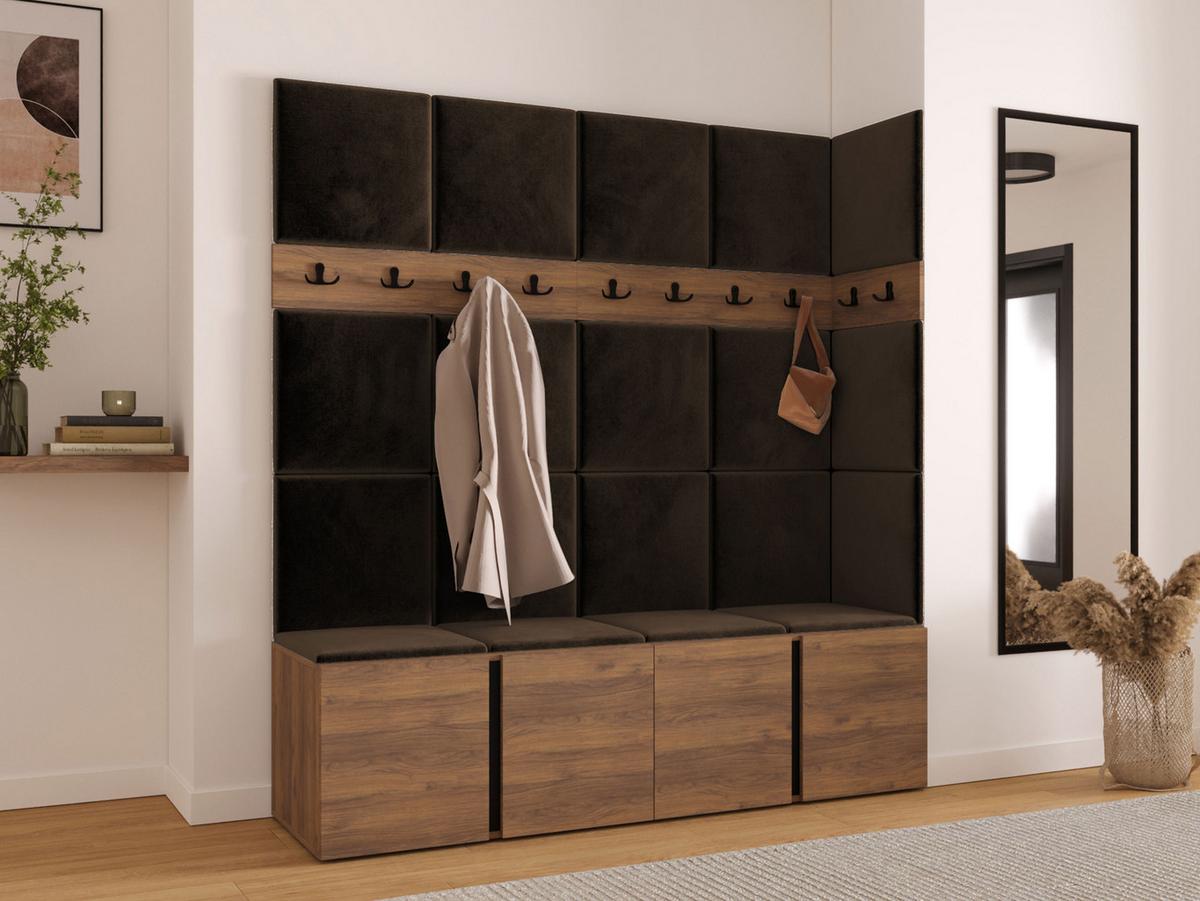 GARDEROBEN-SET Orion II - Nussbaumfarben/Braun, Holzwerkstoff/Kunststoff (168/186/46cm) - MIRJAN24