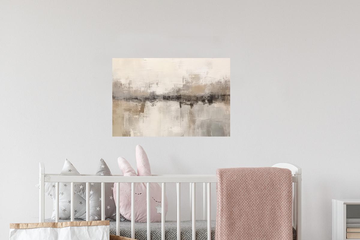 WANDTATTOO Moderne Kunst - Abstrakt - Beige Deko Wohnzimmer 60x40 cm - Beige, Kunststoff (60/40/0.1cm) - MuchoWow