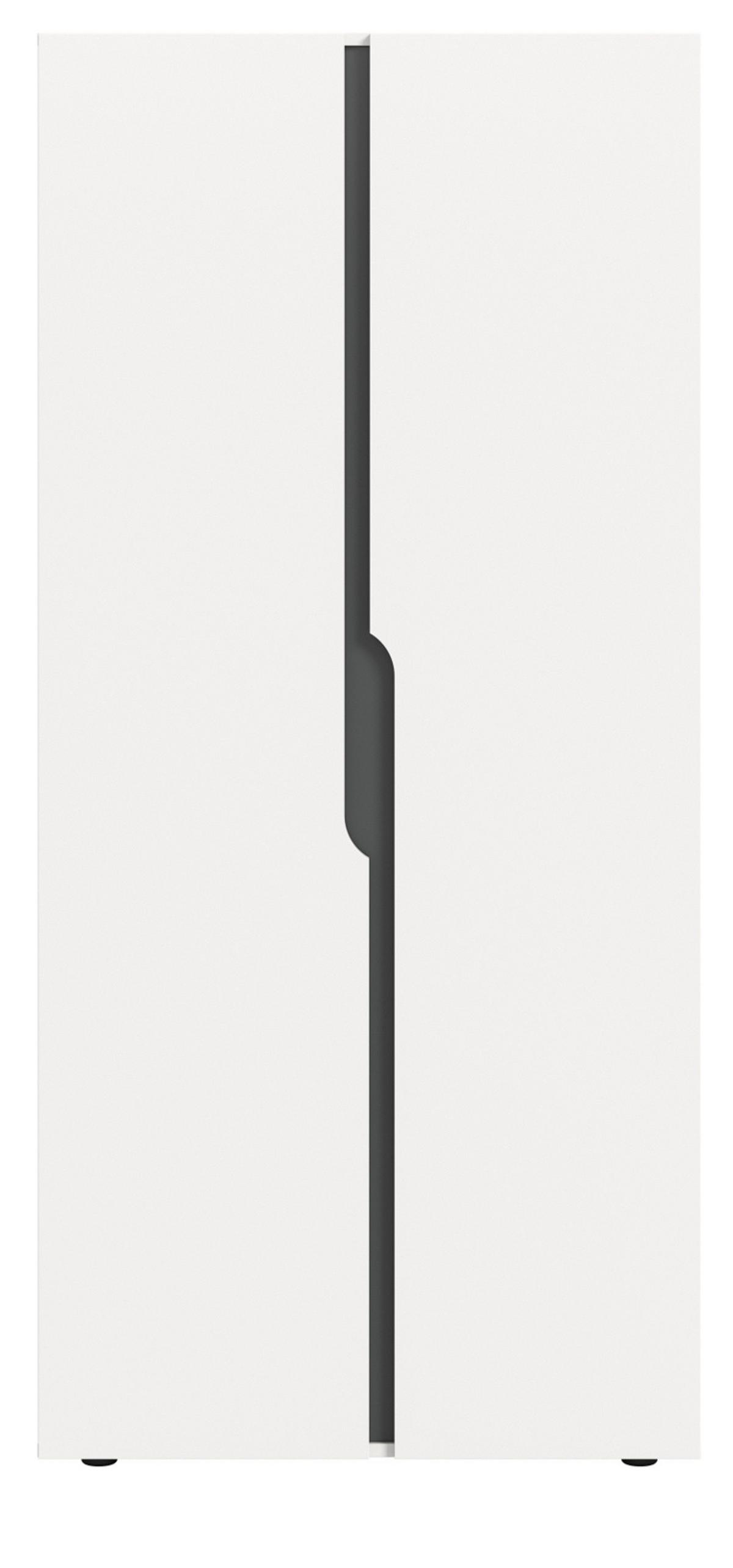 KLEIDERSCHRANK weiß, grau 81 x 176 cm, Drehtürenschrank 2-türig - Schwarz/Weiß, Holzwerkstoff/Kunststoff (81/176/51cm) - Inn.Furn