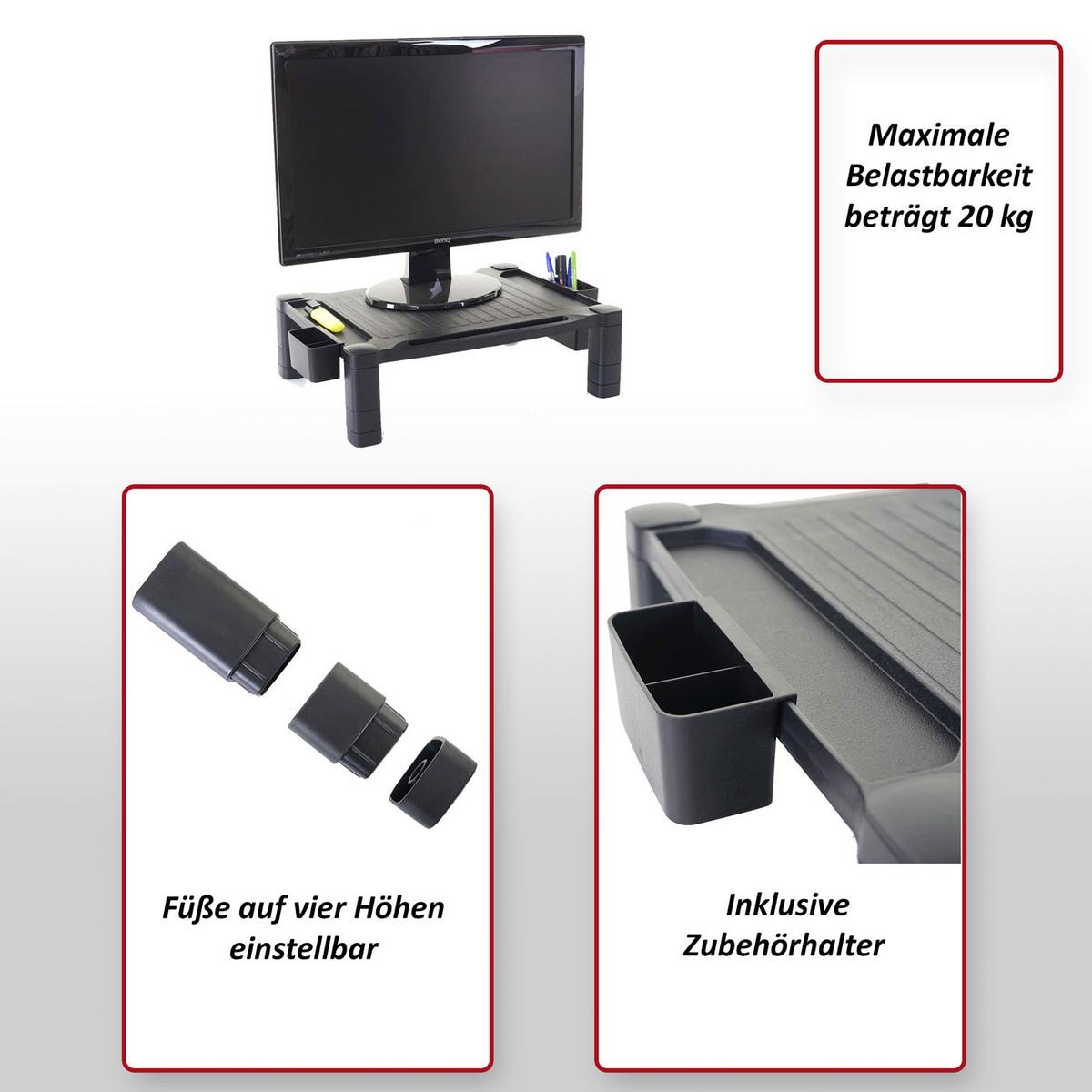 MONITORERHÖHUNG KUNSTSTOFF Schwarz - Schwarz, Kunststoff (33/43/13cm) - MCW