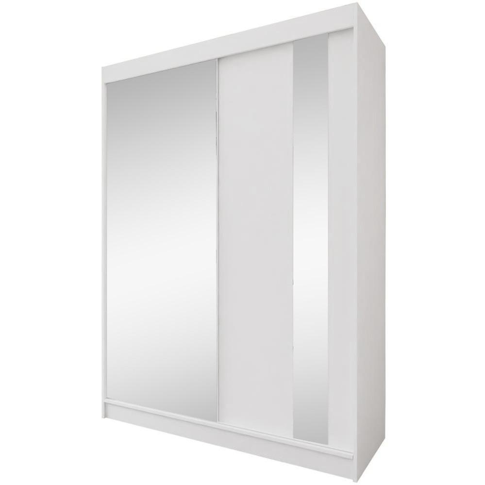 SCHWEBETÜRENSCHRANK Gaja 160/216/61 Weiß mit Spiegel und Schubladeneinsätze - Weiß, Holzwerkstoff (160/216/61cm) - Beautysofa