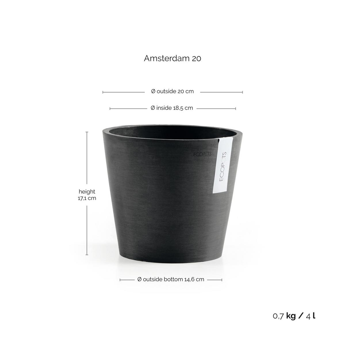BLUMENTOPF Amsterdam 20/17,1 cm Dunkelgrau - Dunkelgrau, Kunststoff (20/17.1cm) - Ecopots