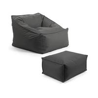 OUTDOOR SITZSACK Der Sunnyboy mit Hocker - Schwarz, Textil (80/60/83cm) - Mokebo