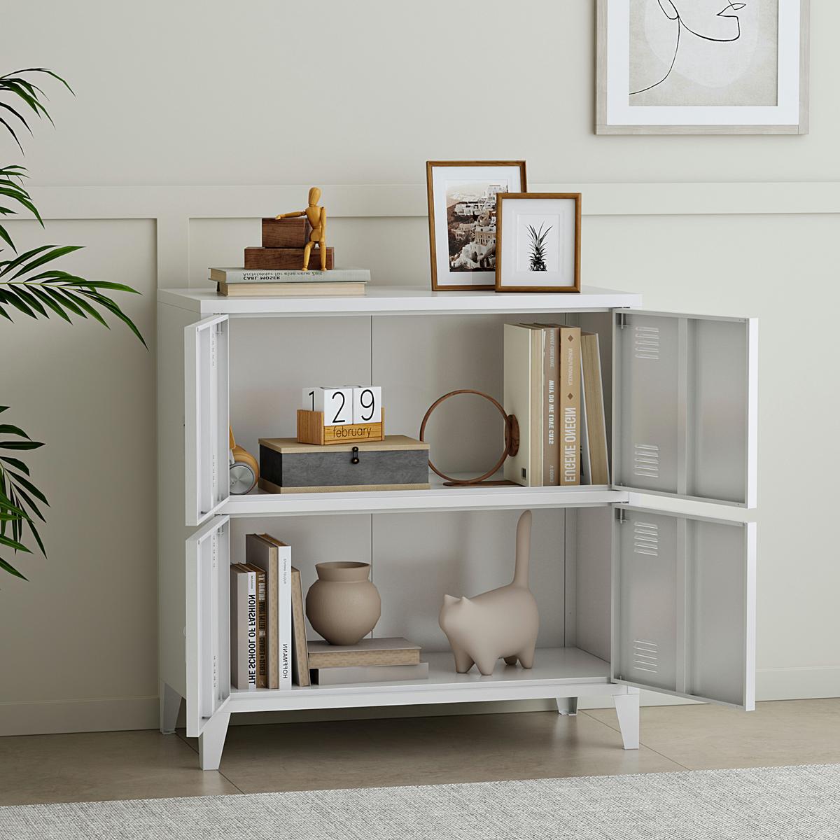 BÜROSCHRANK Hamina - Weiß, Metall (80/82/40cm) - [en.casa]