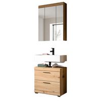 BADMÖBEL-SET Eiche Artisan 60 x 191 cm 2-teilig, Badkombination modernes Design - Schwarz/Eiche Artisan, Glas/Holzwerkstoff (60/191/34cm) - Inn.Furn