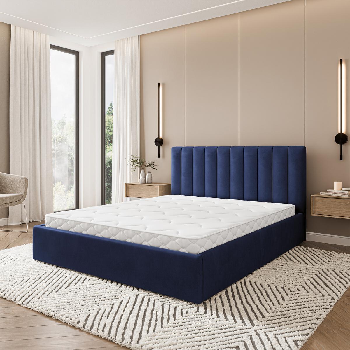 POLSTERBETT DEMERA MGV 200x200 cm mit Bettkästen - Blau - Blau, Holz (200/200cm) - MASSENO