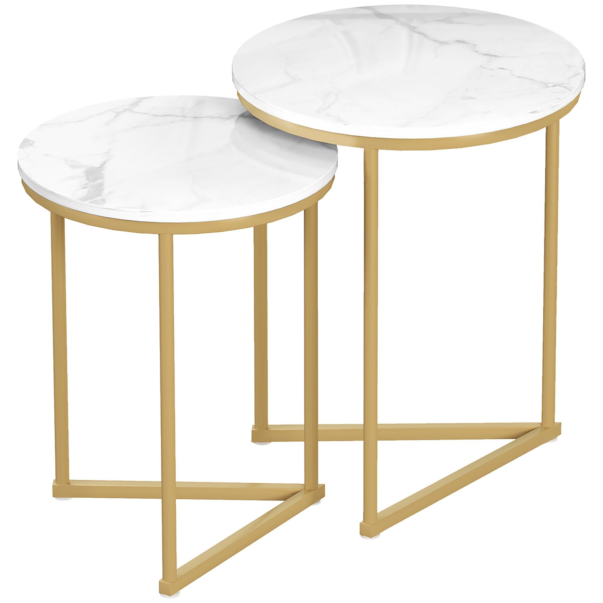 BEISTELLTISCH 2er Set MDF Stahl Gold - Goldfarben, Metall (45/45/55cm) - HOMCOM