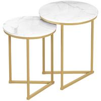 BEISTELLTISCH 2er Set MDF Stahl Gold - Goldfarben, Metall (45/45/55cm) - HOMCOM