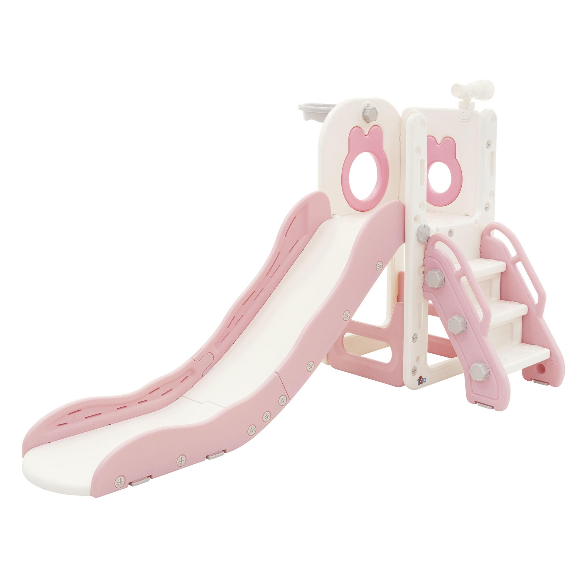 KINDERRUTSCHE Weiß-Rosa aus Kunststoff - Rosa, Kunststoff (91/90/162cm) - Joyz