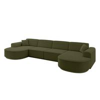 WOHNLANDSCHAFT MARI-U2-v3 - 388x171x83 cm Grün Bouclé - Schwarz/Grün, Holzwerkstoff/Kunststoff (388/83/171cm) - ALTDECOR