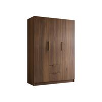 KLEIDERSCHRANK Calwi I - Goldfarben/Nussbaumfarben, Holzwerkstoff/Kunststoff (150/216/60cm) - MIRJAN24