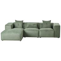 ECKSOFA 3-Sitzer Chenillegewebe Dunkelgrün rechtsseitig Dolva - Schwarz/Grün, Textil (294/170cm) - Beliani