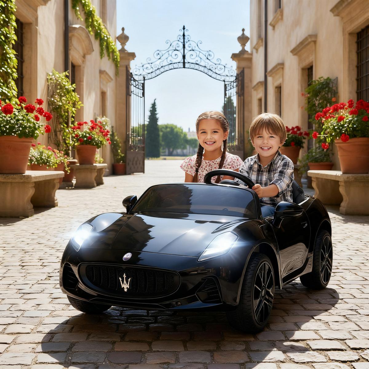 MASERATI Kinder-Elektroauto Metall Kunststoff Schwarz - Schwarz, Metall (120/72/50cm) - AIYAPLAY