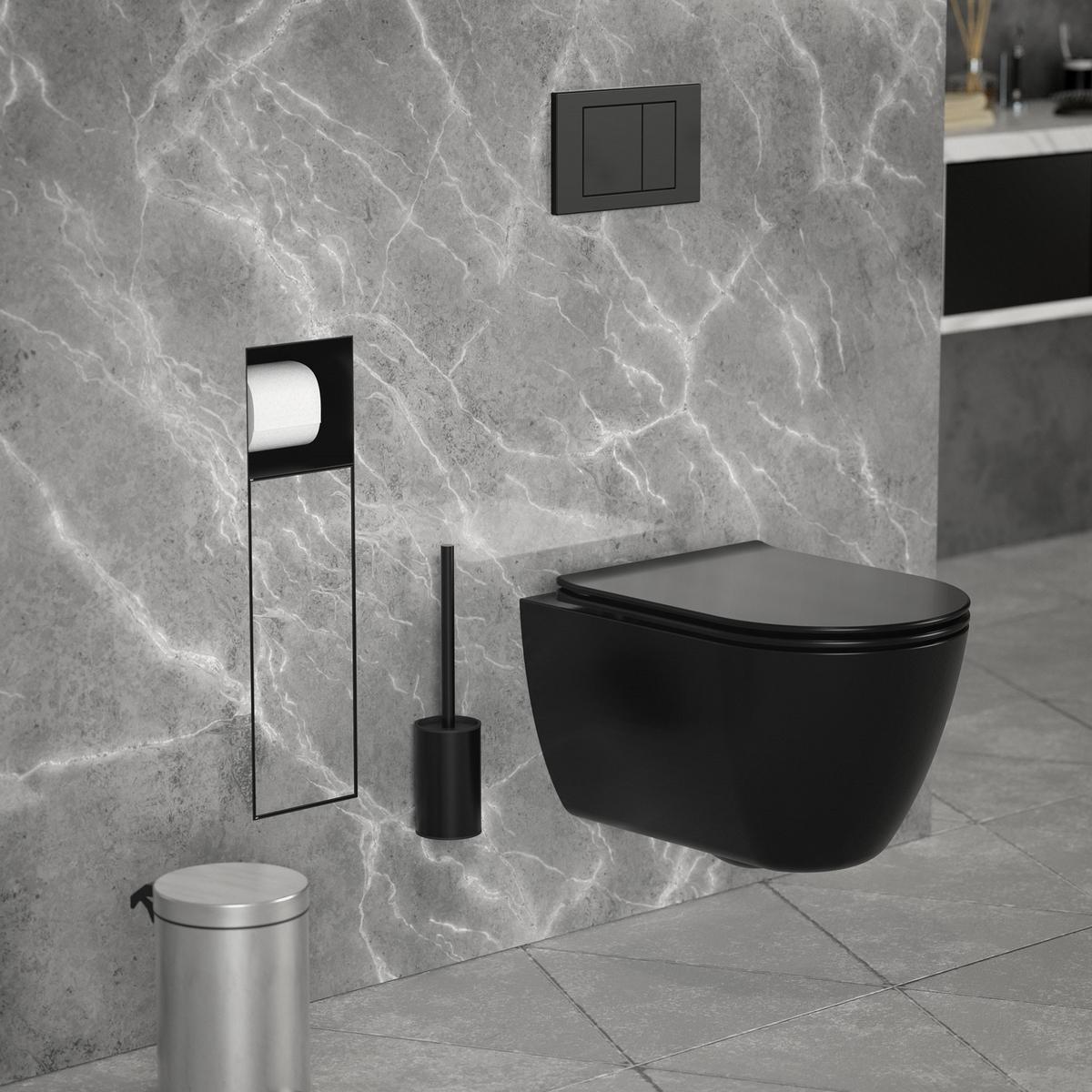 UNTERPUTZ-SCHRANKMODUL WC aus Edelstahl Schwarz matt 60x20x14 cm - Schwarz, Metall (14/60/20cm) - LuxeBath