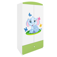 KINDERKLEIDERSCHRANK Elefant - Grün, Holzwerkstoff (90/175/52cm) - RAUMHIRSCH FURNITURE