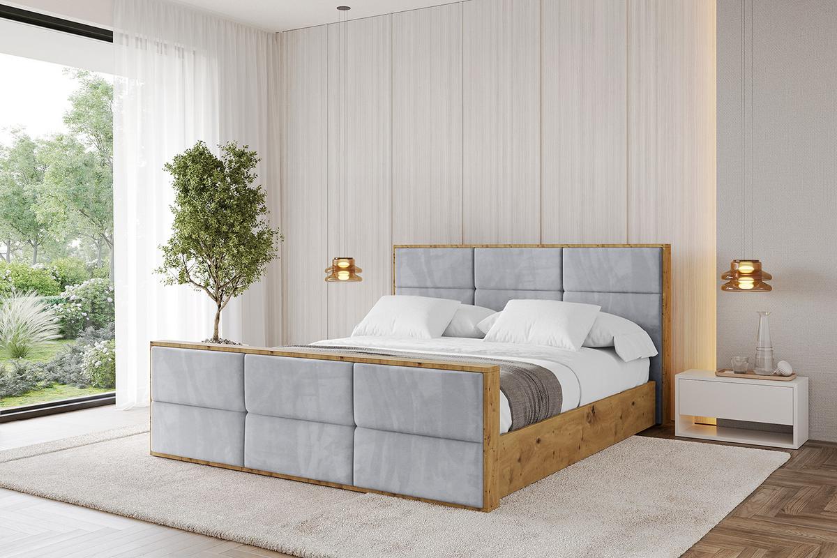 POLSTERBETT mit Bettkasten, Fußteil und Lattenrost, Boxbett ohne Matratze - ENZO1-Z 180x200 Hellgrau - Hellgrau, Holzwerkstoff/Textil (180/200cm) - ALTDECOR