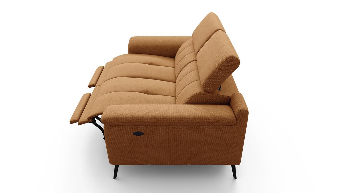 RELAXSOFA FIERO 2-Sitzer mit 2 Relaxfunktionen, orange - Schwarz/Orange, Holzwerkstoff/Textil (170/82/103cm) - Wozimo