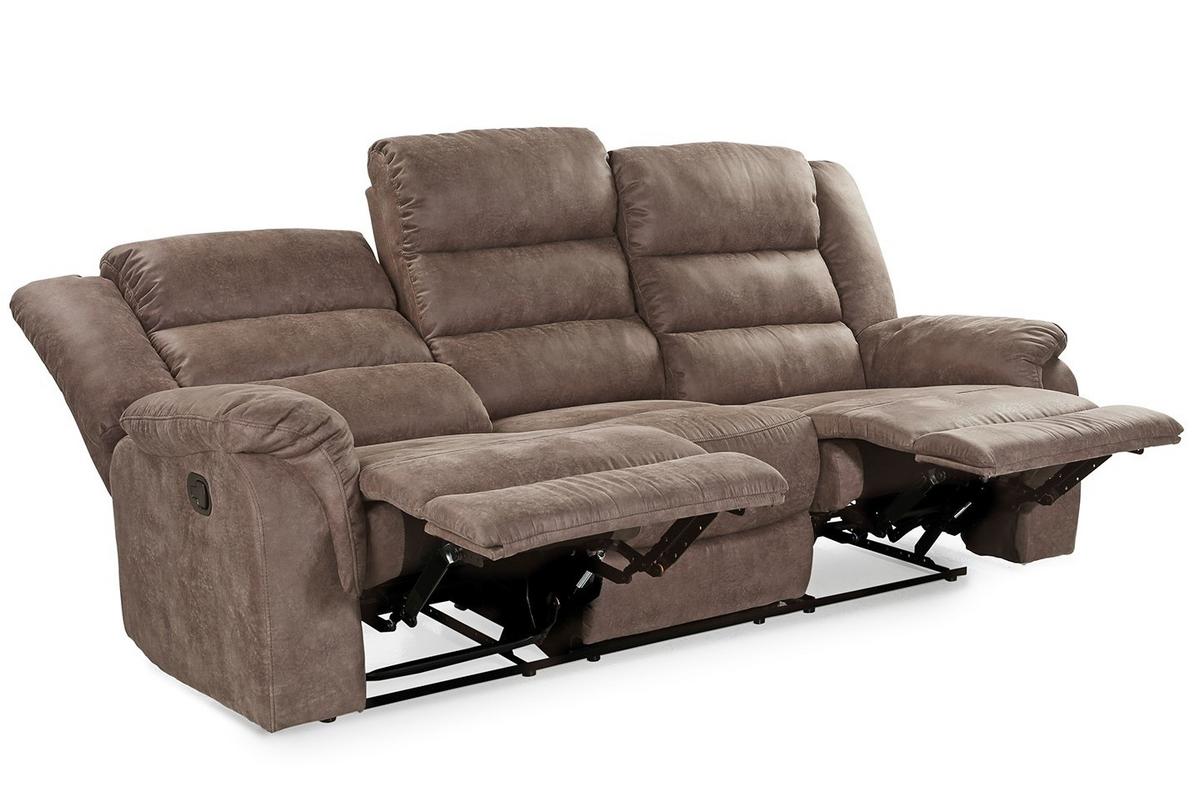 3-SITZER-RELAXSOFA Federkern, Liegefunktion verstellbar durch halbautomatische Relaxfunktion B212/T93/H103 cm, Mikrofaser Vintage Graubraun / 15134 - Graubraun/Schwarz, Textil (212/103/93cm) - luma-home