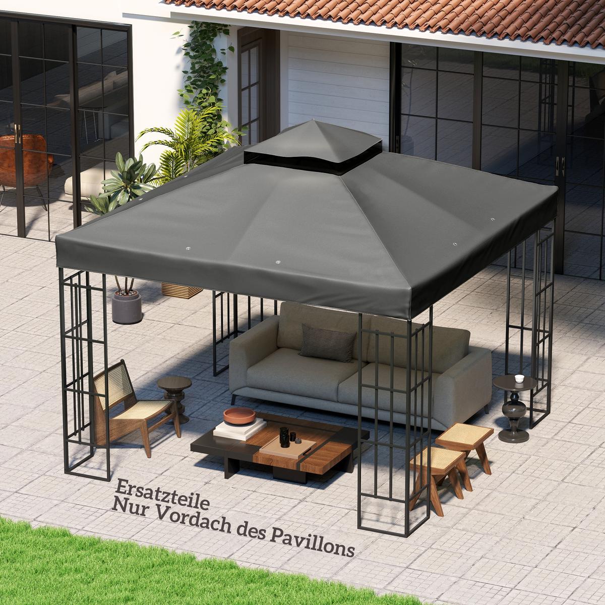 ERSATZDACH für Pavillon 3 x 3 m - Dunkelgrau, Kunststoff (300/1/300cm) - Outsunny