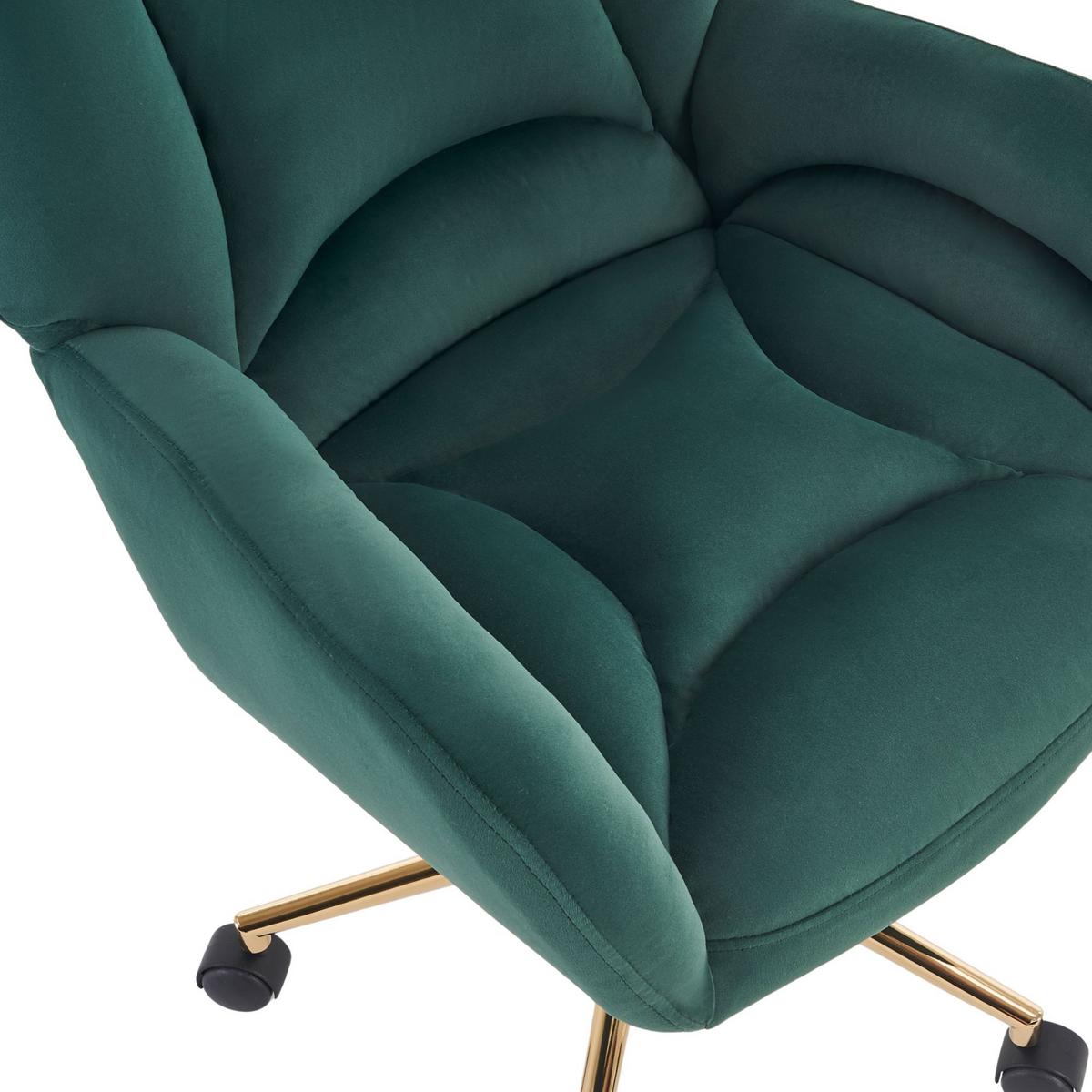 BÜROSTUHL Samt Höhenverstellbar Goldene Beine - Grün, Textil (64/92.5/62cm) - Urban Meuble
