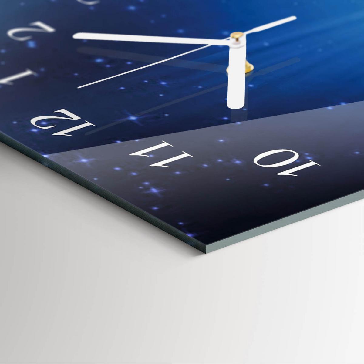 WANDUHR aus Glas 30x60 cm - Das Universum der Erde - Blau, Glas (30/60/0.4cm) - TULUP