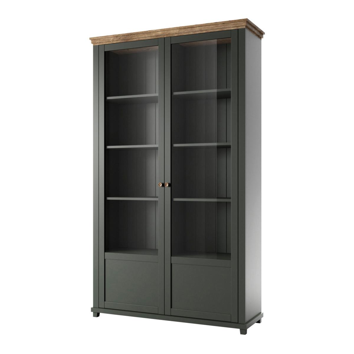 GESCHIRRSCHRANK Martin Grün und Holz - Grün, Holzwerkstoff (126/200/42cm) - Petits-meubles